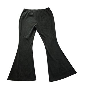 Indigo Moon faux suede hunter green bell bottom leggings, L. EUC.